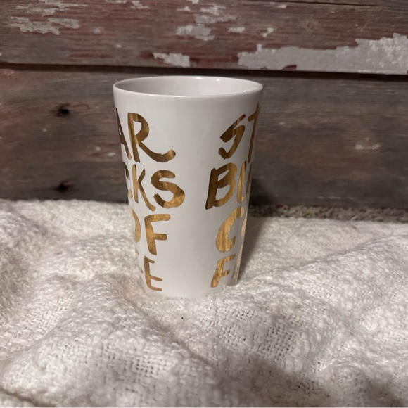 Starbucks 16 OZ Latte mug! White and Gold! - Picture 4 of 7